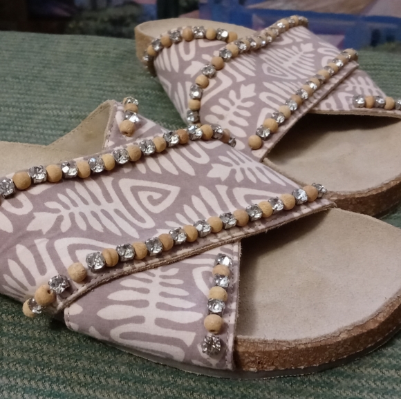 Anthropologie Marnie Embellished Slide 🆕Sandals With 80 Rhinestones.🚢⛵🚤 - Picture 14 of 16